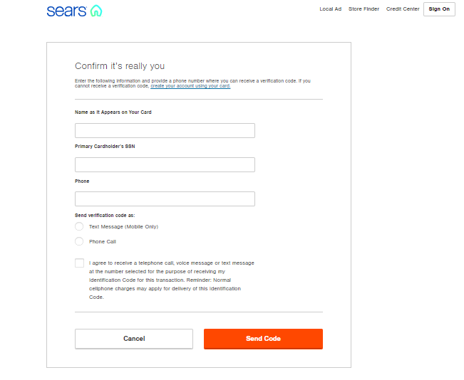 sears credit card login